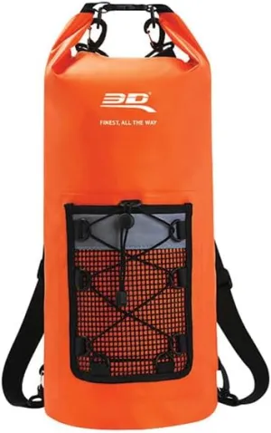 3D MAXpider Roll Top Dry Bag Backpack 10L, Waterproof Lightweight Floating Marine Drybag - Detachable Straps, Mesh Front Pocket - Travel, Hiking, Fishing, Swimming, Boating, Kayaking, Camping (Orange)