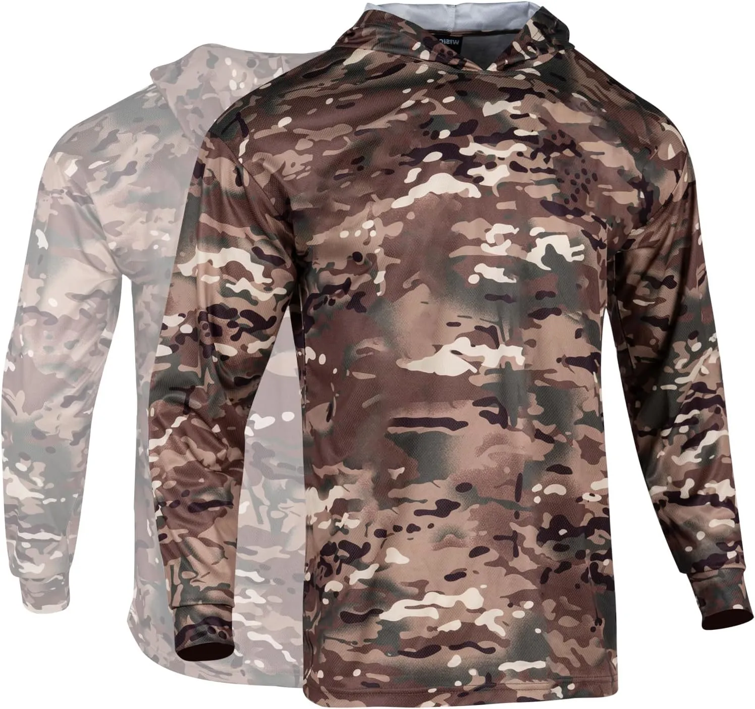 3pcs Men's Hunting Camo Shirts,Camouflage Long Sleeve Hooded Shirts for Men Lightweight Fishing Hiking Camping