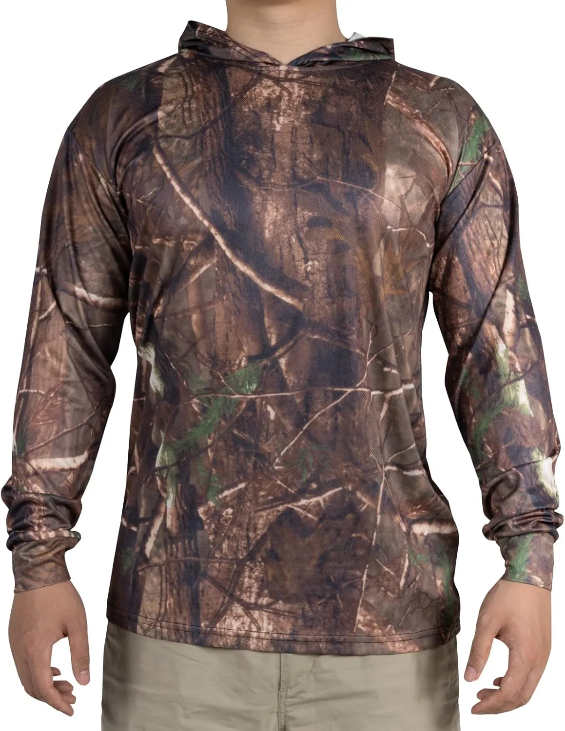 3pcs Men's Hunting Camo Shirts,Camouflage Long Sleeve Hooded Shirts for Men Lightweight Fishing Hiking Camping