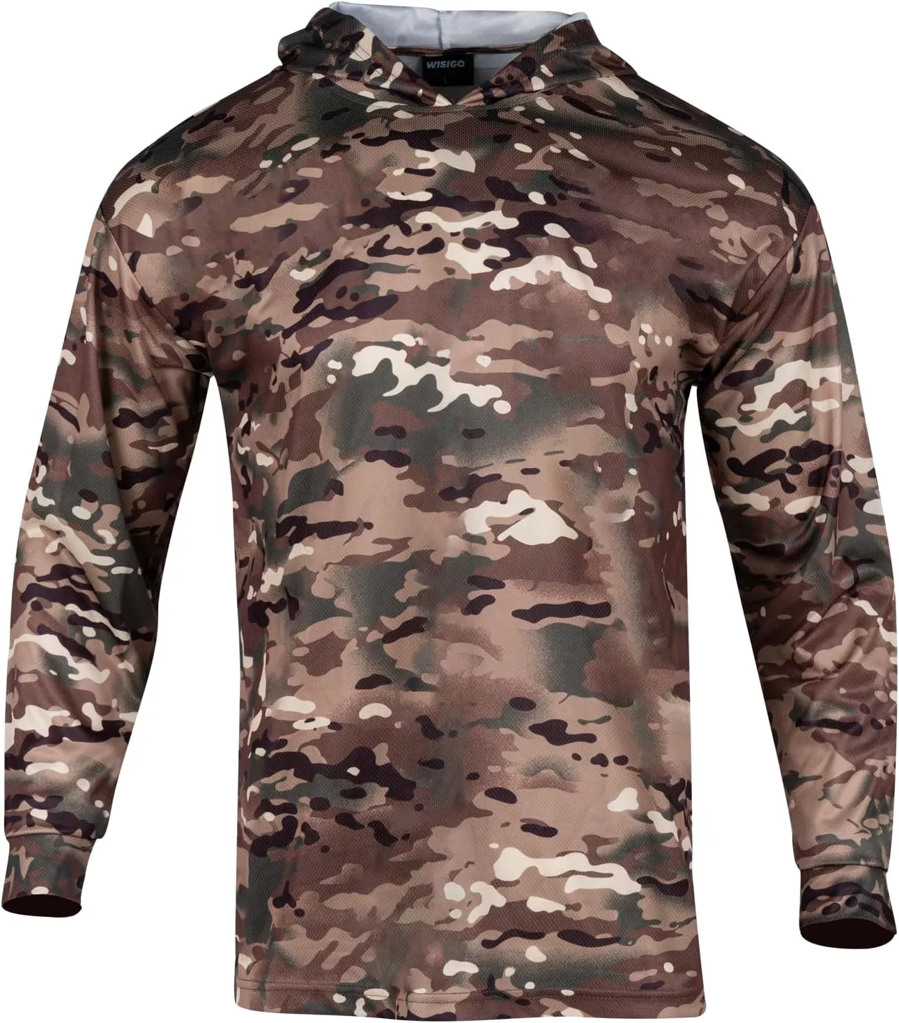 3pcs Men's Hunting Camo Shirts,Camouflage Long Sleeve Hooded Shirts for Men Lightweight Fishing Hiking Camping