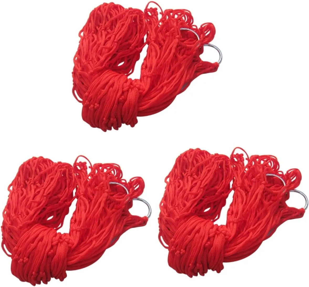 3pcs Nylon Rope Mesh Hammock Patio Hanging Chair Rope Tree Hammock Rope Hammock Chair Hanging Nap Bed Nylon Mesh Hammock Meshy Rope Hammock Travel Red Outdoor Leisure Hanging Net