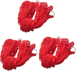 3pcs Nylon Rope Mesh Hammock Patio Hanging Chair Rope Tree Hammock Rope Hammock Chair Hanging Nap Bed Nylon Mesh Hammock Meshy Rope Hammock Travel Red Outdoor Leisure Hanging Net