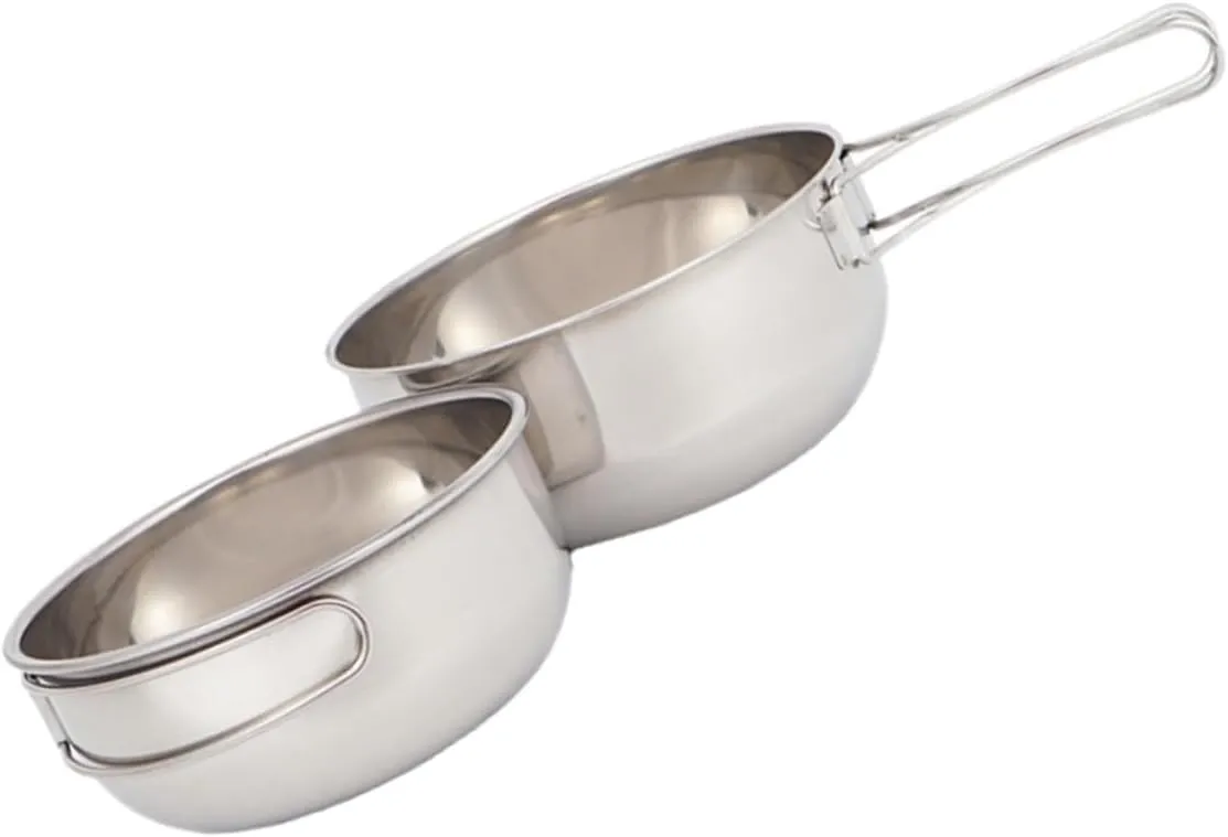 3pcs Travel Cutlery Set Camping Utensils Folding Bowl Stainless Steel Bowl Mesh Bag
