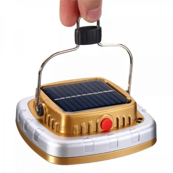 3W 270LM COB Portable Solar Light USB Rechargeable Camping Tent Light Emergency Lamp - Gold