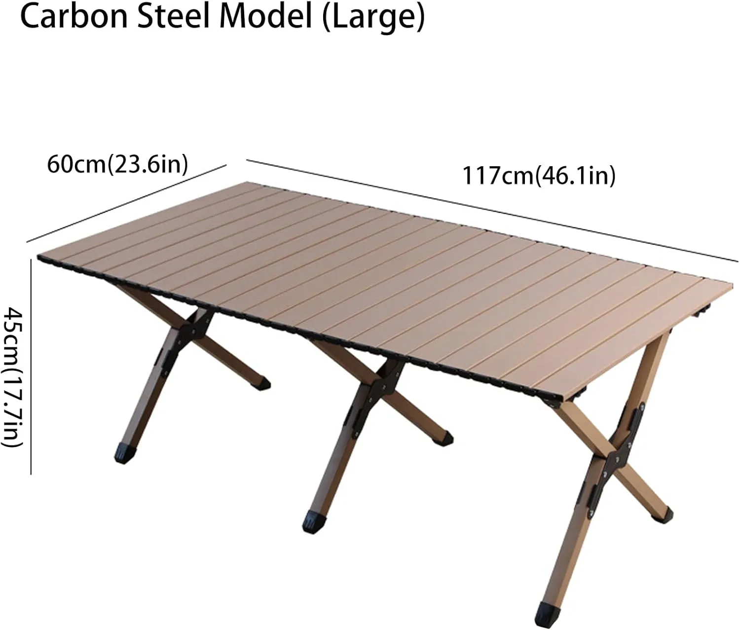 4-6 People Camping Table, Roll-Up Lightweight Picnic Table with Large Aluminum Tabletop & Carrying Bag, Portable Outdoor Folding Table for Hiking, Backpacking & Fishing(Carbon Steel Yellow,L