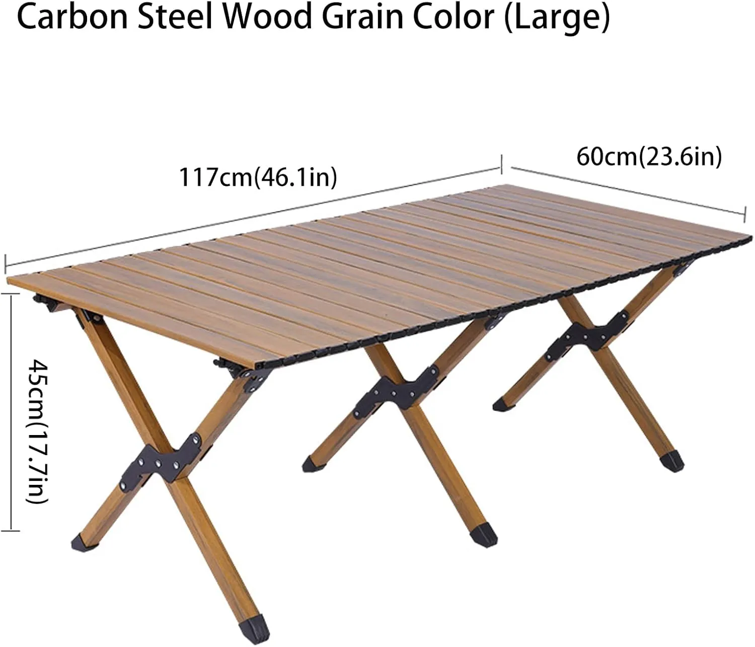 4-6 People Camping Table, Roll-Up Lightweight Picnic Table with Large Aluminum Tabletop & Carrying Bag, Portable Outdoor Folding Table for Hiking, Backpacking & Fishing(Carbon Steel Yellow,L