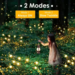 4-Pack Solar Garden Lights, 32 LED Solar Lights Outdoor for Garden Decor, Waterproof Firefly Light Outdoor (Sway by Wind), Swaying Light for Outside Yard Pathway Landscape Decorations (Warm White)