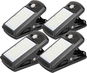 4 Pack Solar Motion Sensor Security Umbrella Light,Clip on Lights Outdoor with 40 LED,2 Modes Waterproof for Christmas Gifts Patio Wall Garage Hiking Camp Tent Portable Emergency Lighting