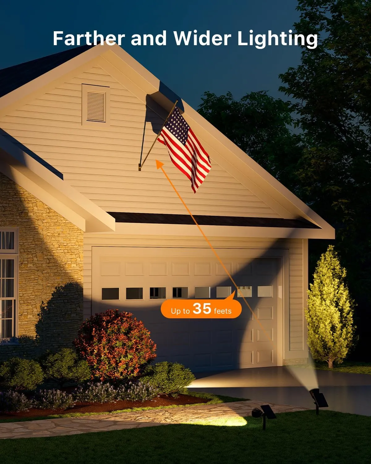 4 Pack Solar Powered Sunset Landscape Spotlights Outdoor Waterproof for Tree, House, Statue, Sign Spot Lights for Outside Yard, Garden, Lawn, Path, Walkway with Independent Uplight & Panel, Warm White