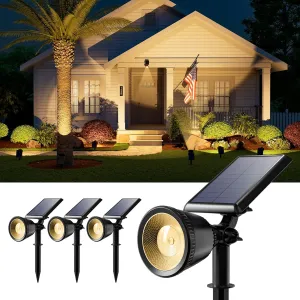 4 Pack Solar Powered Sunset Landscape Spotlights Outdoor Waterproof for Tree, House, Statue, Sign Spot Lights for Outside Yard, Garden, Lawn, Path, Walkway with Independent Uplight & Panel, Warm White