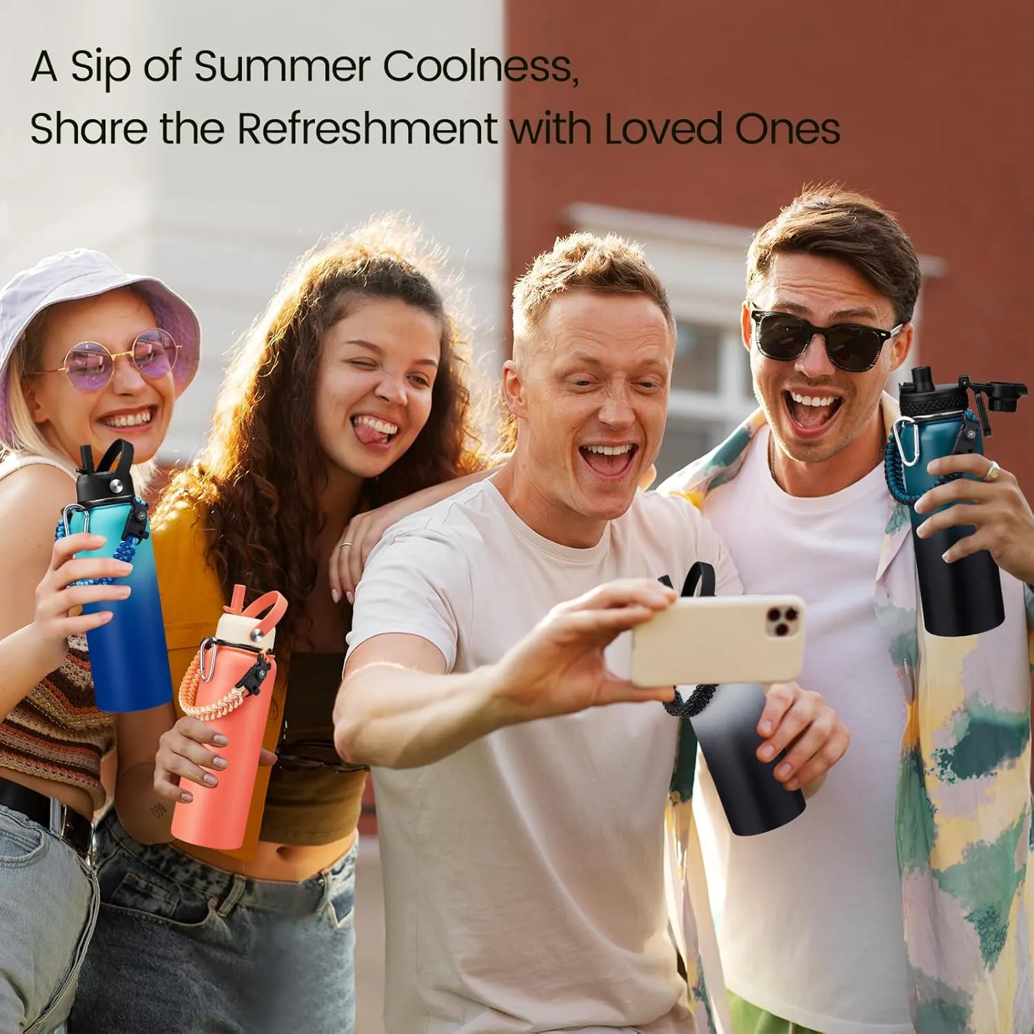 40 oz Insulated Stainless Steel Metal Water Bottle With Straw