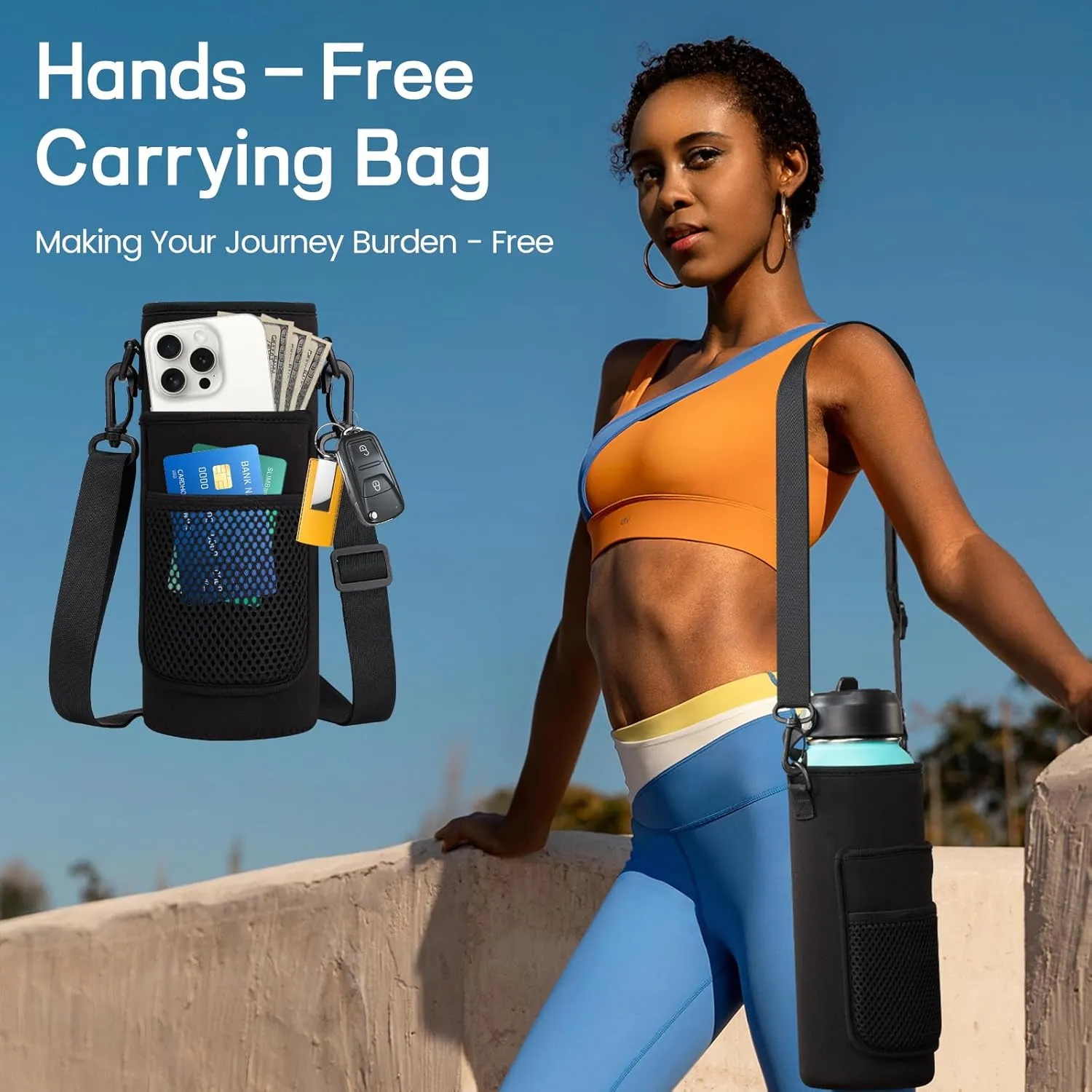 40 oz Insulated Water Bottles with Straw - Paracord Handle & Strap Carrier, 40 oz Metal Flask Keep Cold 48Hrs, Vacuum Thermal Jug with Sling Bag for Sports Hiking Cycling Running