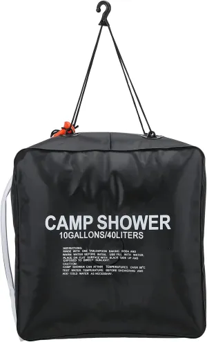 40L Solar Shower Bag | 10 Gallon Portable Water Heater for Camping/Hiking/Beach | Black PVC Material Heats to 113°F in 3 Hours | Leak - Proof & Environmentally Conscious