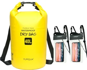 40L Waterproof Dry Bag Bundle with 2 Pack Large Waterproof Phone Pouches