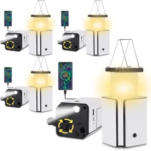 4Pack Solar LED Rechargeable Emergency Camping Lantern,Warm White Solar Rechargeable,Rechargeable Type C,Emergency Lights Hand-Crank Power Generation,Phone Power Supply Function,flashlights