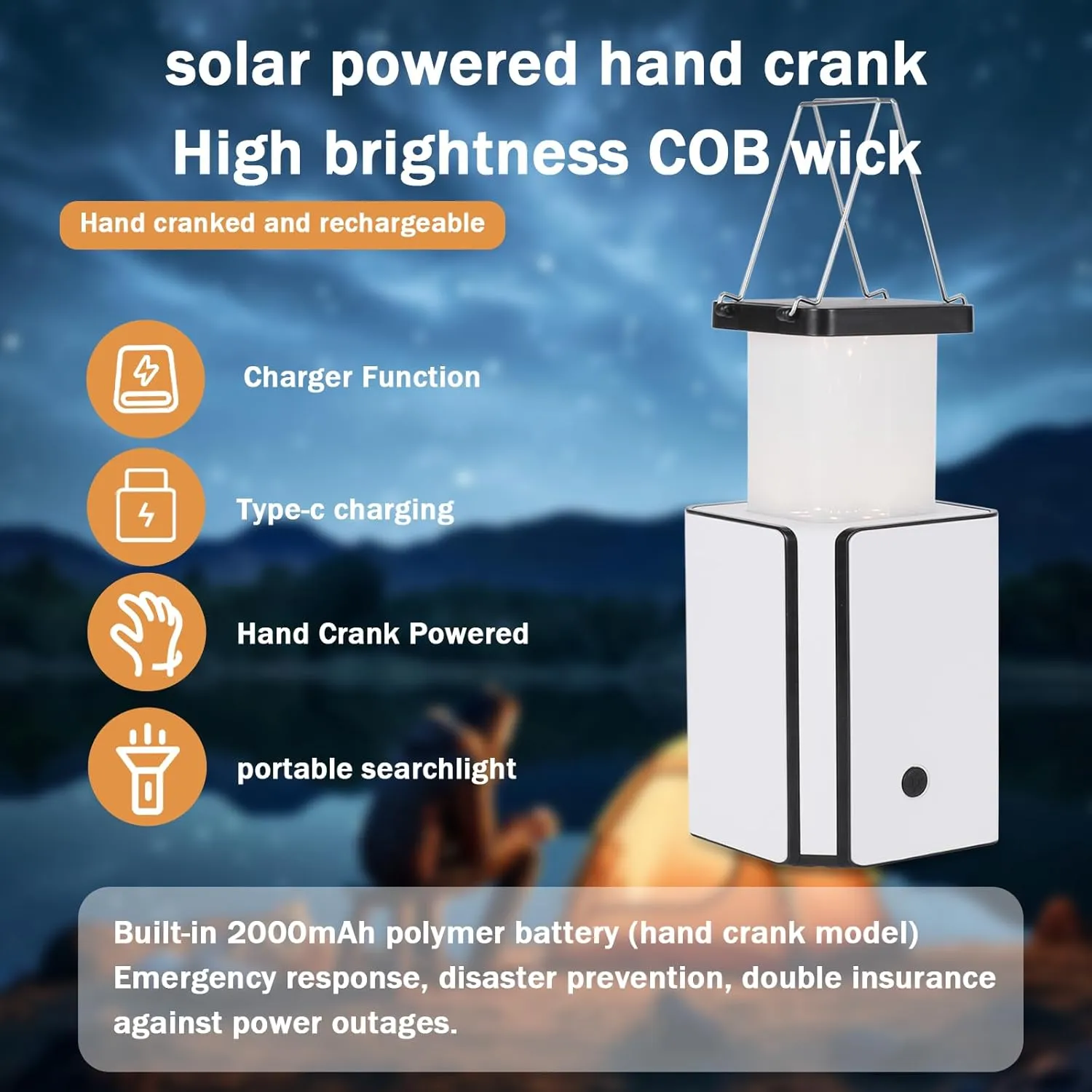 4Pack Solar LED Rechargeable Emergency Camping Lantern,Warm White Solar Rechargeable,Rechargeable Type C,Emergency Lights Hand-Crank Power Generation,Phone Power Supply Function,flashlights