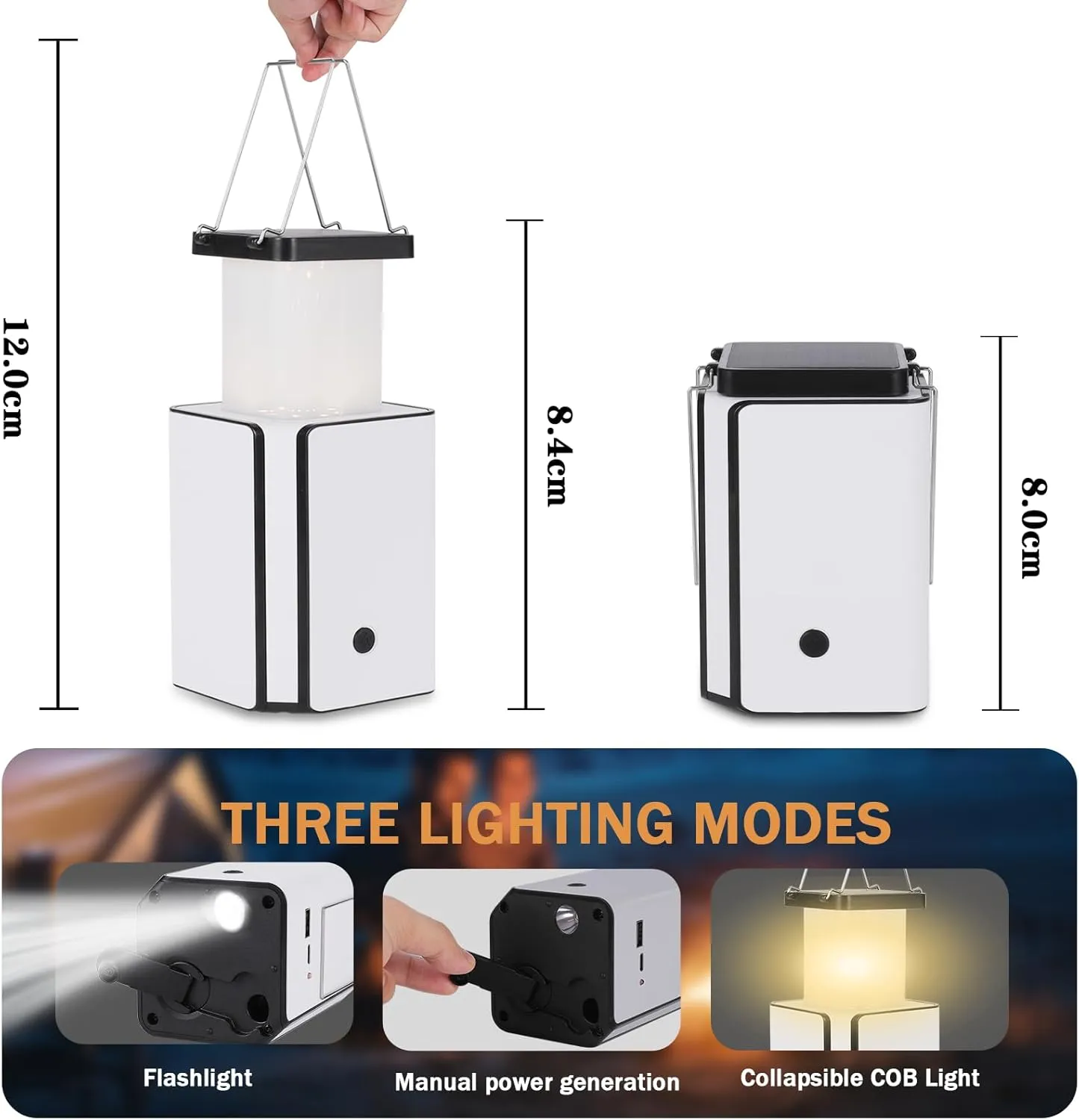 4Pack Solar LED Rechargeable Emergency Camping Lantern,Warm White Solar Rechargeable,Rechargeable Type C,Emergency Lights Hand-Crank Power Generation,Phone Power Supply Function,flashlights