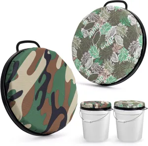 5 Gallon Bucket Seat 2 Pack, ​360° Swivel Hunting Seat with Foam Cushion & Waterproof Lid, Portable Fishing, Camping Chair with Handle (2 Colors)