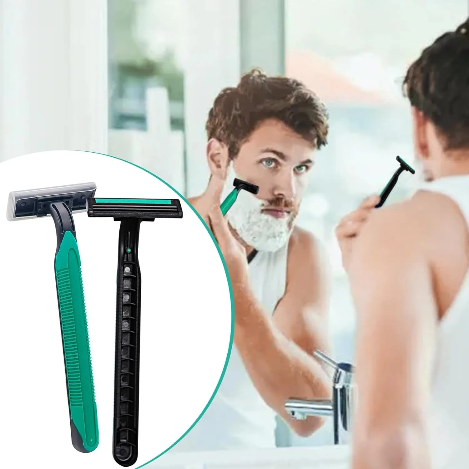50 Pack Travel Size Razors and Shaving Cream Bulk Individually Wrapped Twin Blade Disposable Razors Bulk for Homeless Supplies,Hotel,Travel,Airbnb,Guest Room