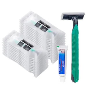 50 Pack Travel Size Razors and Shaving Cream Bulk Individually Wrapped Twin Blade Disposable Razors Bulk for Homeless Supplies,Hotel,Travel,Airbnb,Guest Room