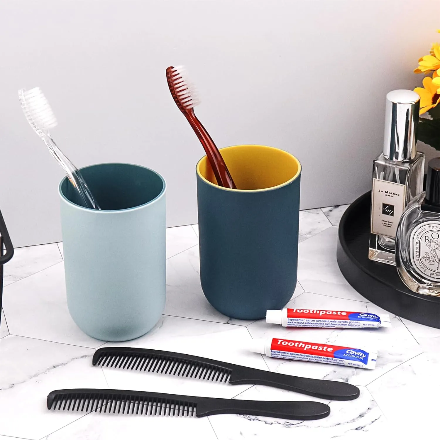 50 Pcs Disposable Toothbrushes with Toothpaste and Comb Individually Wrapped,10g Travel Toothpaste,7inch Black Hair Comb,Bulk Toothbrush for Hotel,AirBnb,Shelter,Charity
