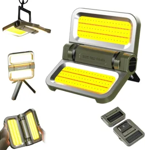 5000mAh Camping Light with Stand,Lightweight Waterproof Solar USB Rechargeable Work Light,Dimmable Cordless 5 Modes Portable Tent Lantern,LED Flashlight Survival Kits for Indoor Outdoor (Green)