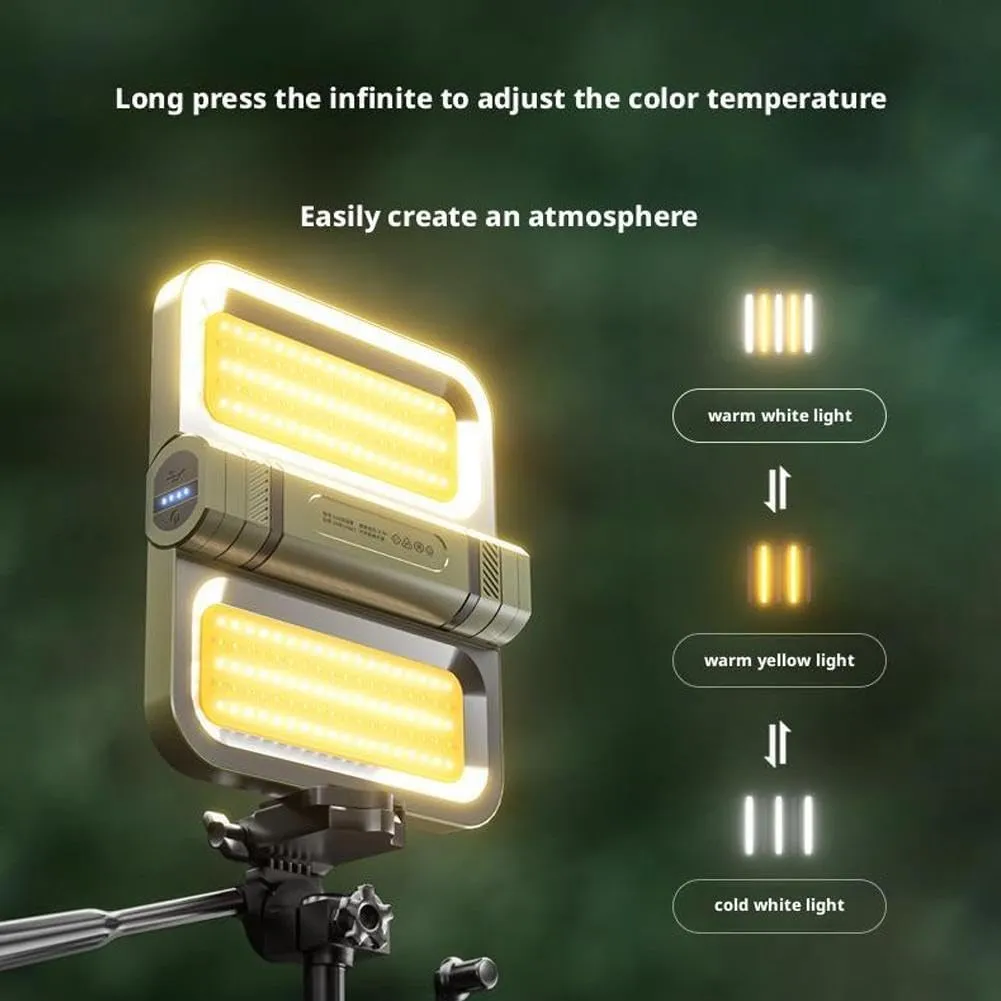 5000mAh Camping Light with Stand,Lightweight Waterproof Solar USB Rechargeable Work Light,Dimmable Cordless 5 Modes Portable Tent Lantern,LED Flashlight Survival Kits for Indoor Outdoor (Green)