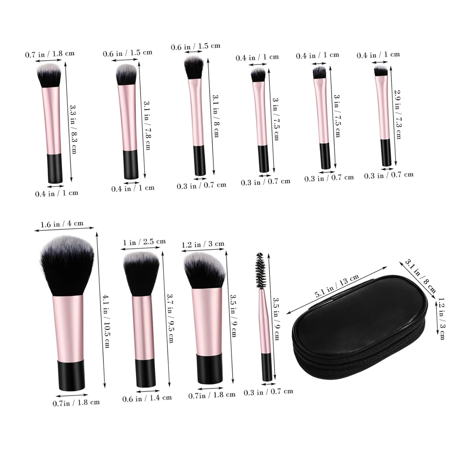 50pcs Mini Makeup Brush for Travel Compact Brushes Pouch for Eyeshadow Blush Highlighter Concealer Makeup Tools