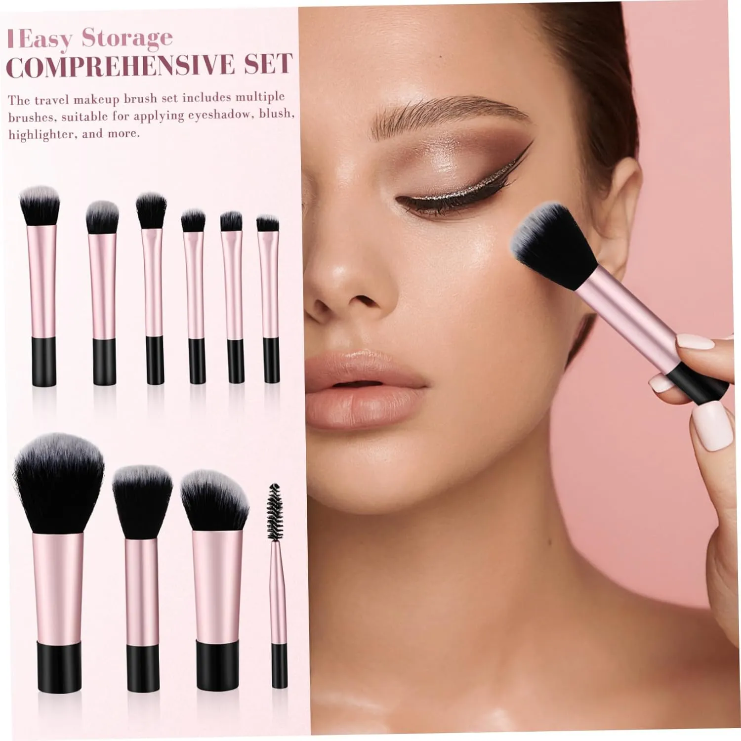 50pcs Mini Makeup Brush for Travel Compact Brushes Pouch for Eyeshadow Blush Highlighter Concealer Makeup Tools