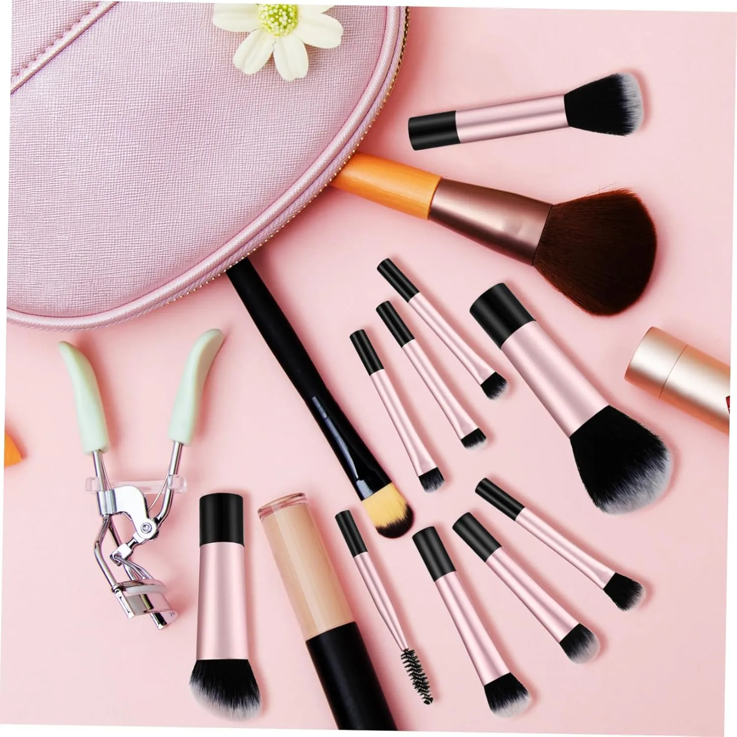 50pcs Mini Makeup Brush for Travel Compact Brushes Pouch for Eyeshadow Blush Highlighter Concealer Makeup Tools