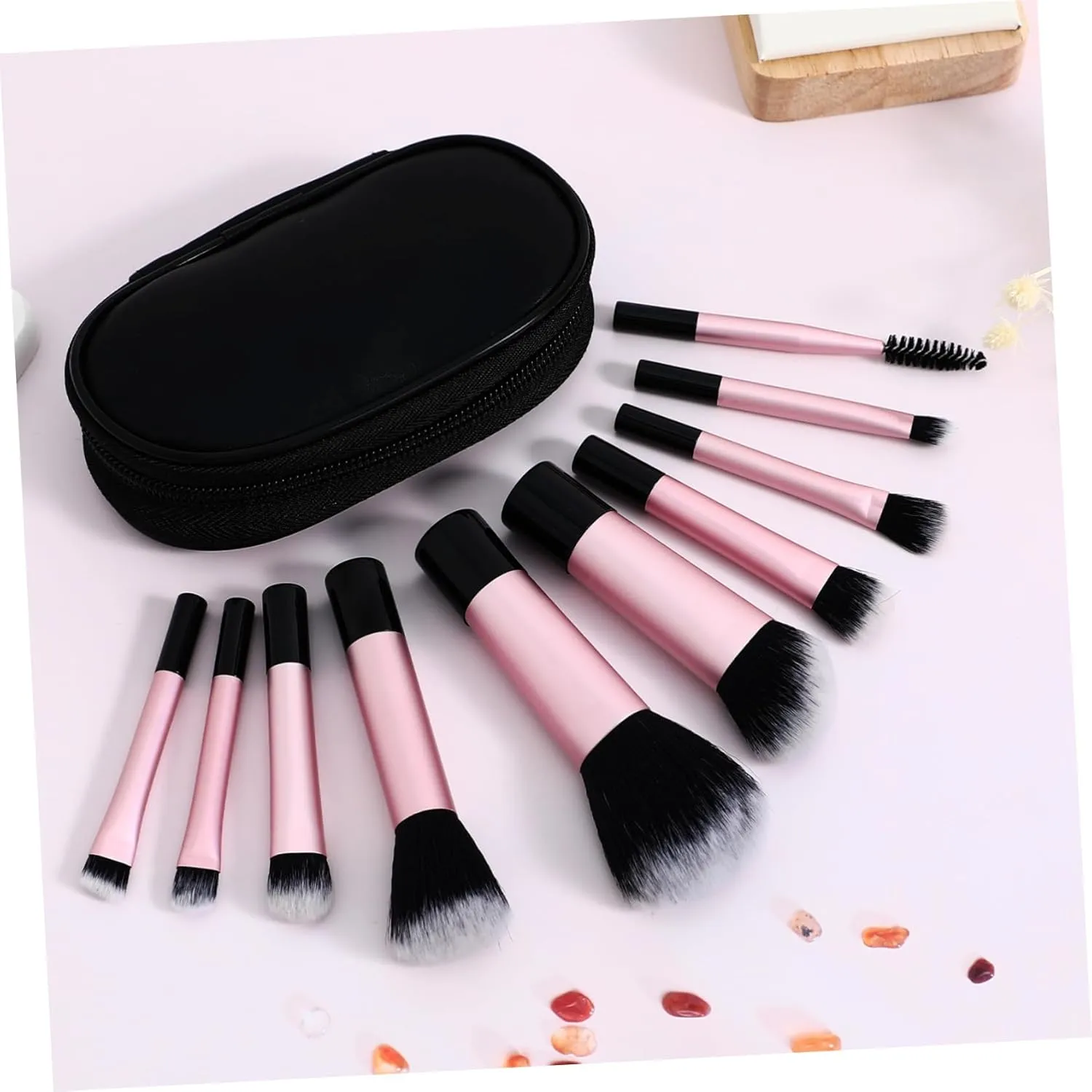 50pcs Mini Makeup Brush for Travel Compact Brushes Pouch for Eyeshadow Blush Highlighter Concealer Makeup Tools