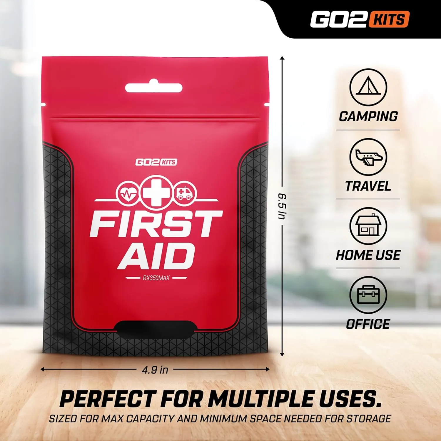 54-Piece First Aid Kit, Basic Plus Emergency First Aid Kit for Home, Work & Travel, Red, 1000-Pack