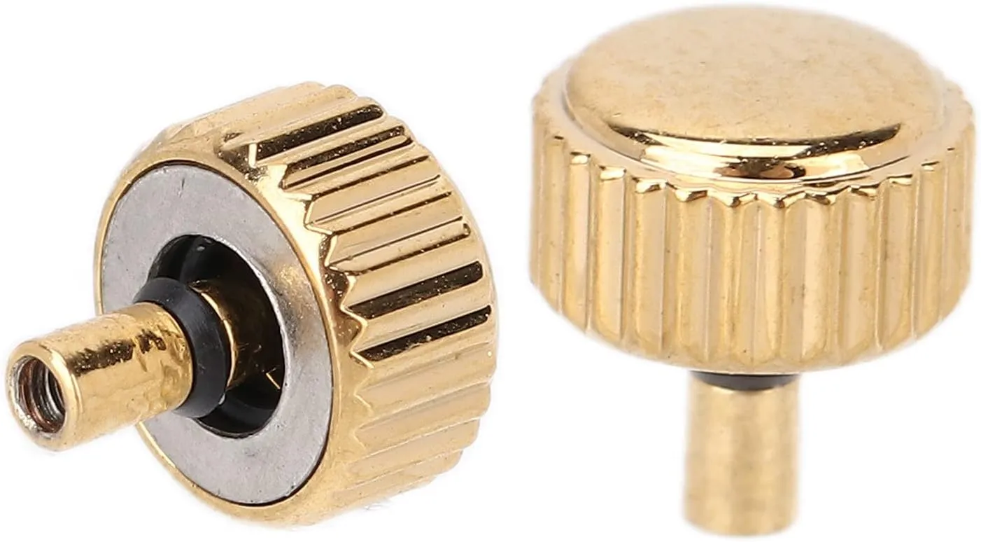 5pcs Golden Steel Watch Crowns, Spare Parts for Quartz Mechanical Watches, Lightweight and Sturdy Replacement Watch Heads, Easy to Install and Practical