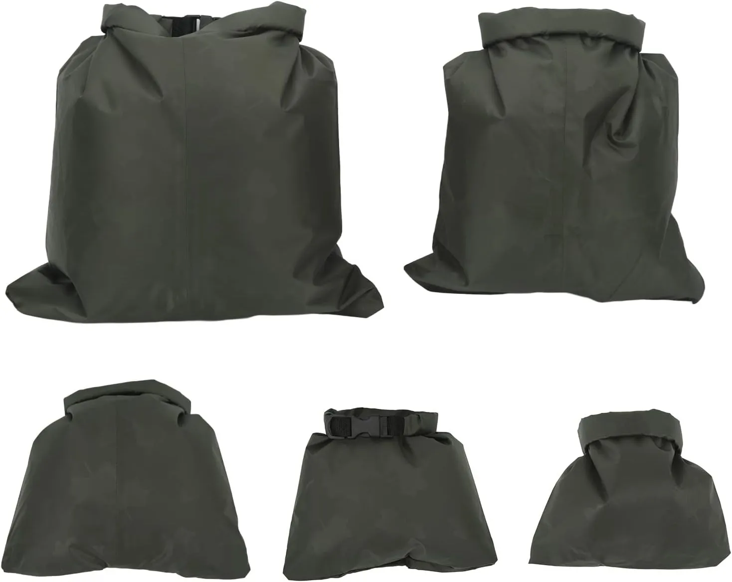 5Pcs Outdoor Swimming Waterproof Bag Versatile Camping Rafting Storage Dry Bag Portable for Kayaking Rafting Boating Hiking Army Green