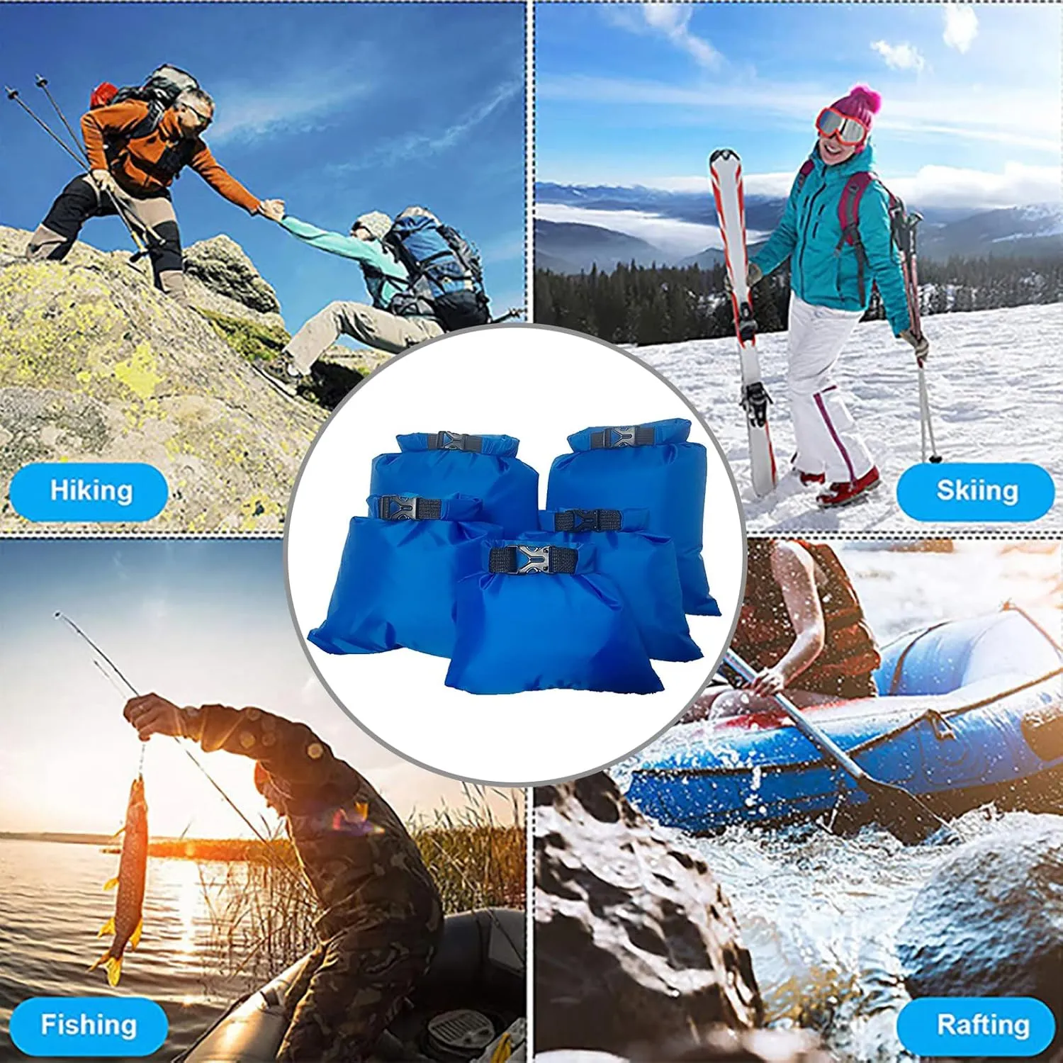 5Pcs Waterproof Storage Dry Bag Roll Top Sacks Lightweight Dry Sacks Swimming Snorkeling Bag Travel Storage Pack
