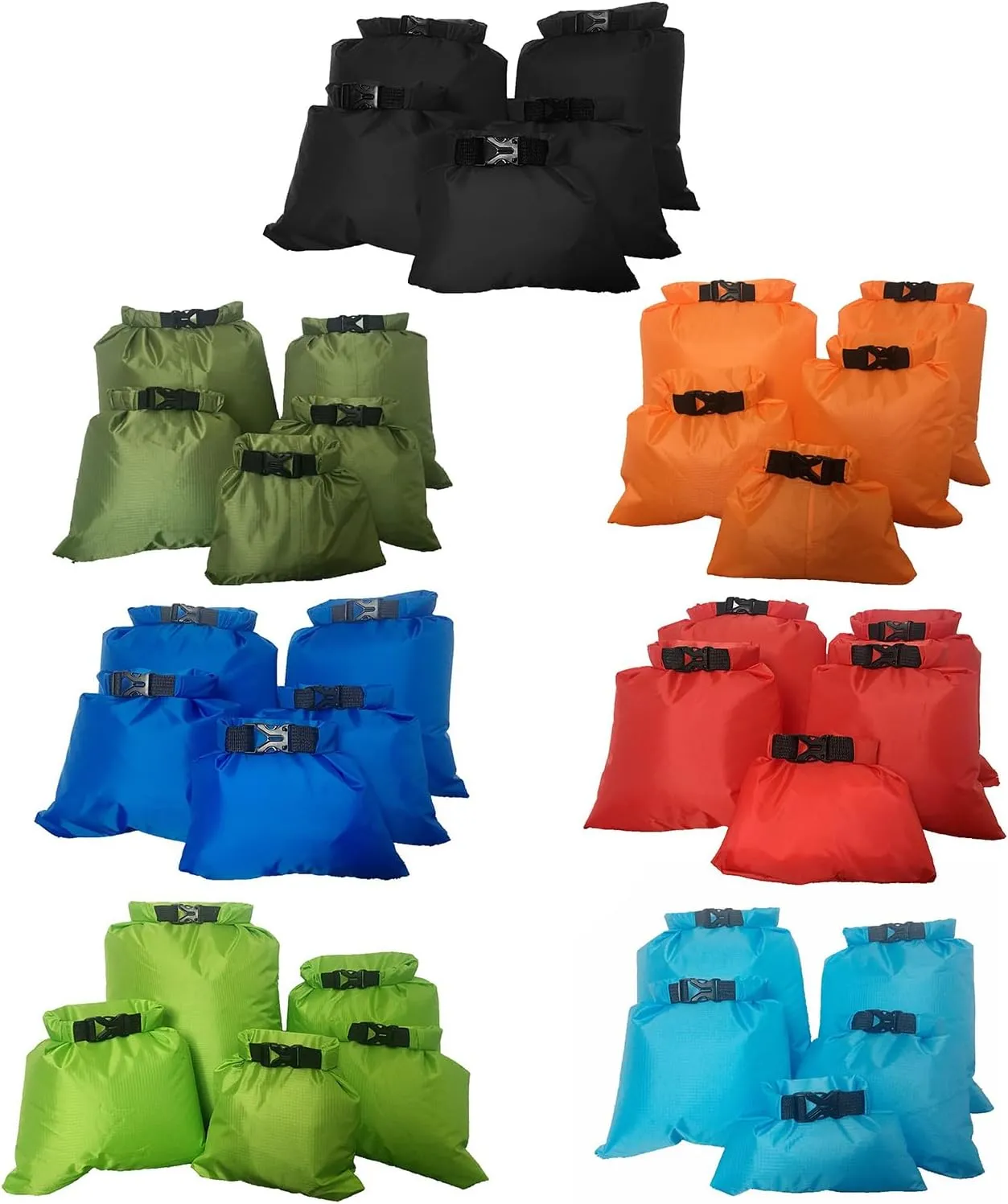 5Pcs Waterproof Storage Dry Bag Roll Top Sacks Lightweight Dry Sacks Swimming Snorkeling Bag Travel Storage Pack