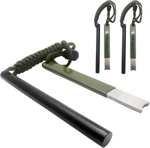 5" Ferro Rod Fire Starter with 4.92" Striker Scraper Survival Ferrocerium Drilled Flint Fire Starter Magnesium Tool Kit