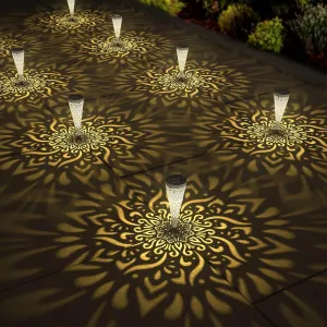 6 Pack Solar Lights Outdoor Garden Decorative Solar Garden Lights with Warm Light Waterproof Solar Pathway Landscape Light for Path Patio Backyard Walkway Yard Decor (White, 6Pcs)