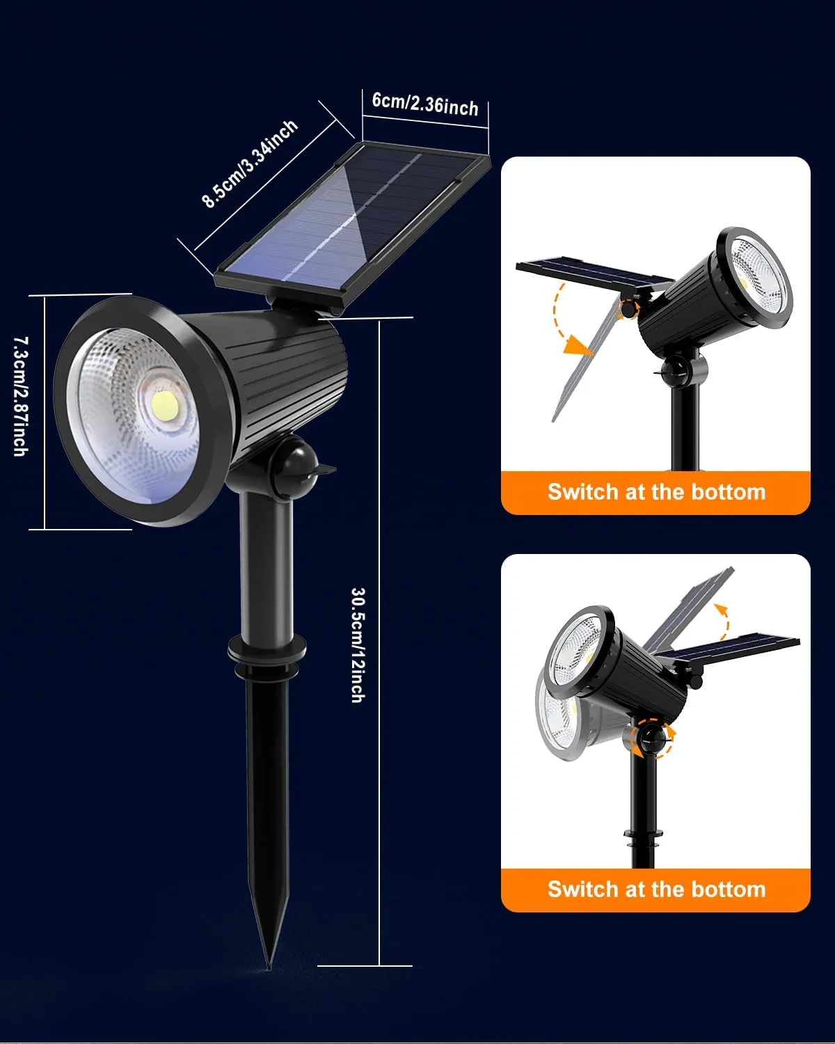 6 Pack Solar Powered Spotlights Outdoor Waterproof Ultra Bright Sunset Spot LED Lights for Tree, Flag, Lawn, Statue, Pool, Outside Landscape Uplighting for Garden, House, Wall, Yard, Cool White