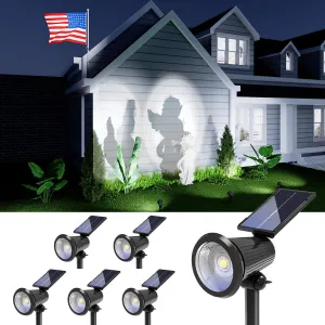 6 Pack Solar Powered Spotlights Outdoor Waterproof Ultra Bright Sunset Spot LED Lights for Tree, Flag, Lawn, Statue, Pool, Outside Landscape Uplighting for Garden, House, Wall, Yard, Cool White
