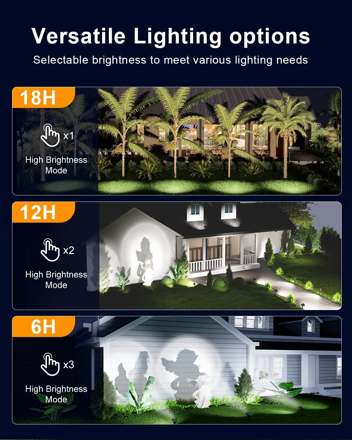 6 Pack Solar Powered Spotlights Outdoor Waterproof Ultra Bright Sunset Spot LED Lights for Tree, Flag, Lawn, Statue, Pool, Outside Landscape Uplighting for Garden, House, Wall, Yard, Cool White