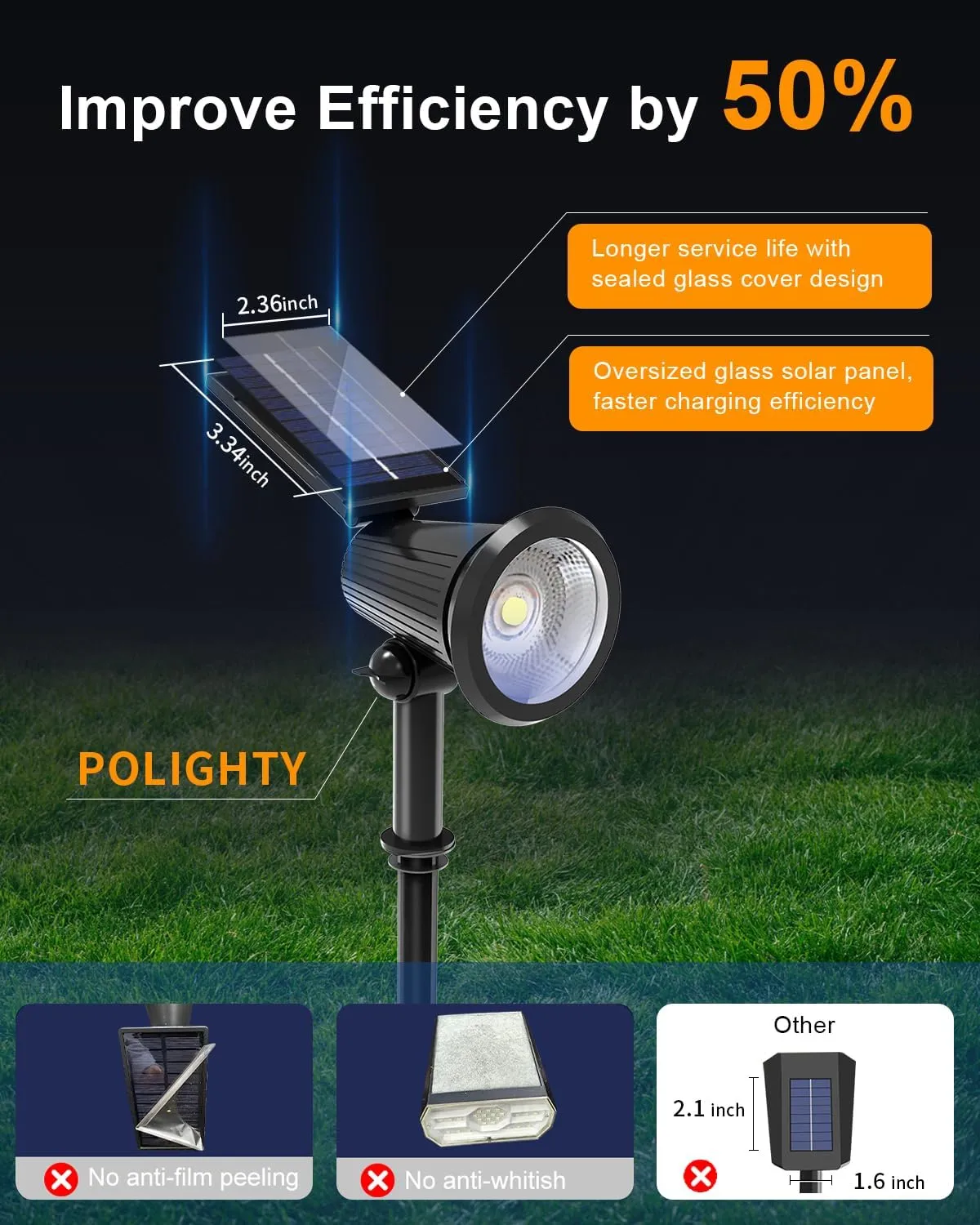 6 Pack Solar Powered Spotlights Outdoor Waterproof Ultra Bright Sunset Spot LED Lights for Tree, Flag, Lawn, Statue, Pool, Outside Landscape Uplighting for Garden, House, Wall, Yard, Warm White