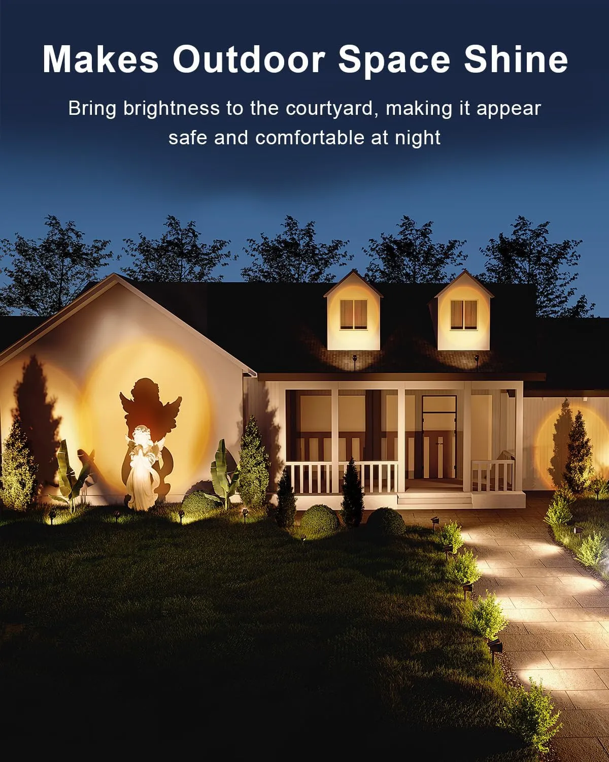 6 Pack Solar Powered Spotlights Outdoor Waterproof Ultra Bright Sunset Spot LED Lights for Tree, Flag, Lawn, Statue, Pool, Outside Landscape Uplighting for Garden, House, Wall, Yard, Warm White