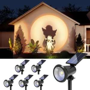 6 Pack Solar Powered Spotlights Outdoor Waterproof Ultra Bright Sunset Spot LED Lights for Tree, Flag, Lawn, Statue, Pool, Outside Landscape Uplighting for Garden, House, Wall, Yard, Warm White