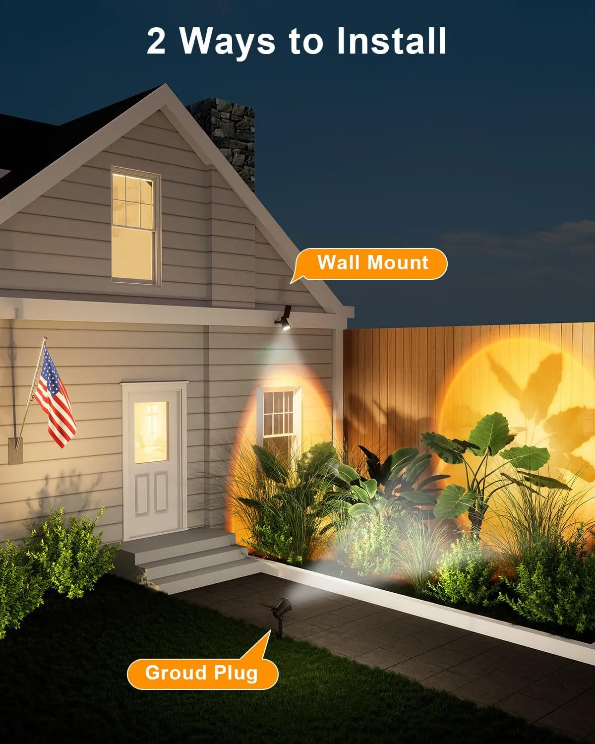 6 Pack Solar Powered Spotlights Outdoor Waterproof Ultra Bright Sunset Spot LED Lights for Tree, Flag, Lawn, Statue, Pool, Outside Landscape Uplighting for Garden, House, Wall, Yard, Warm White