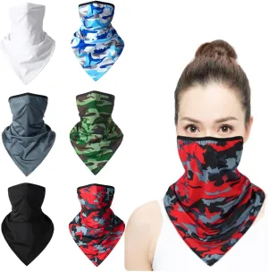 6 Pcs Face Bandana Ear Loops Neck Gaiter Scarf Face Cover Balaclava Headwear for Men Women Outdoor Sports,Random Color