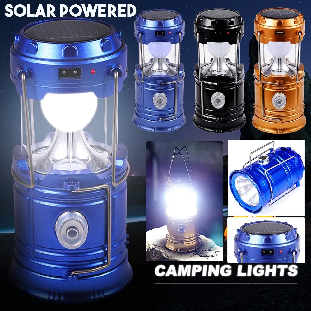 60000lm 4-in-1 Solar LED Lantern Retractable Camping Light Flashlight Power Bank Multifunctional Outdoor Camping Light