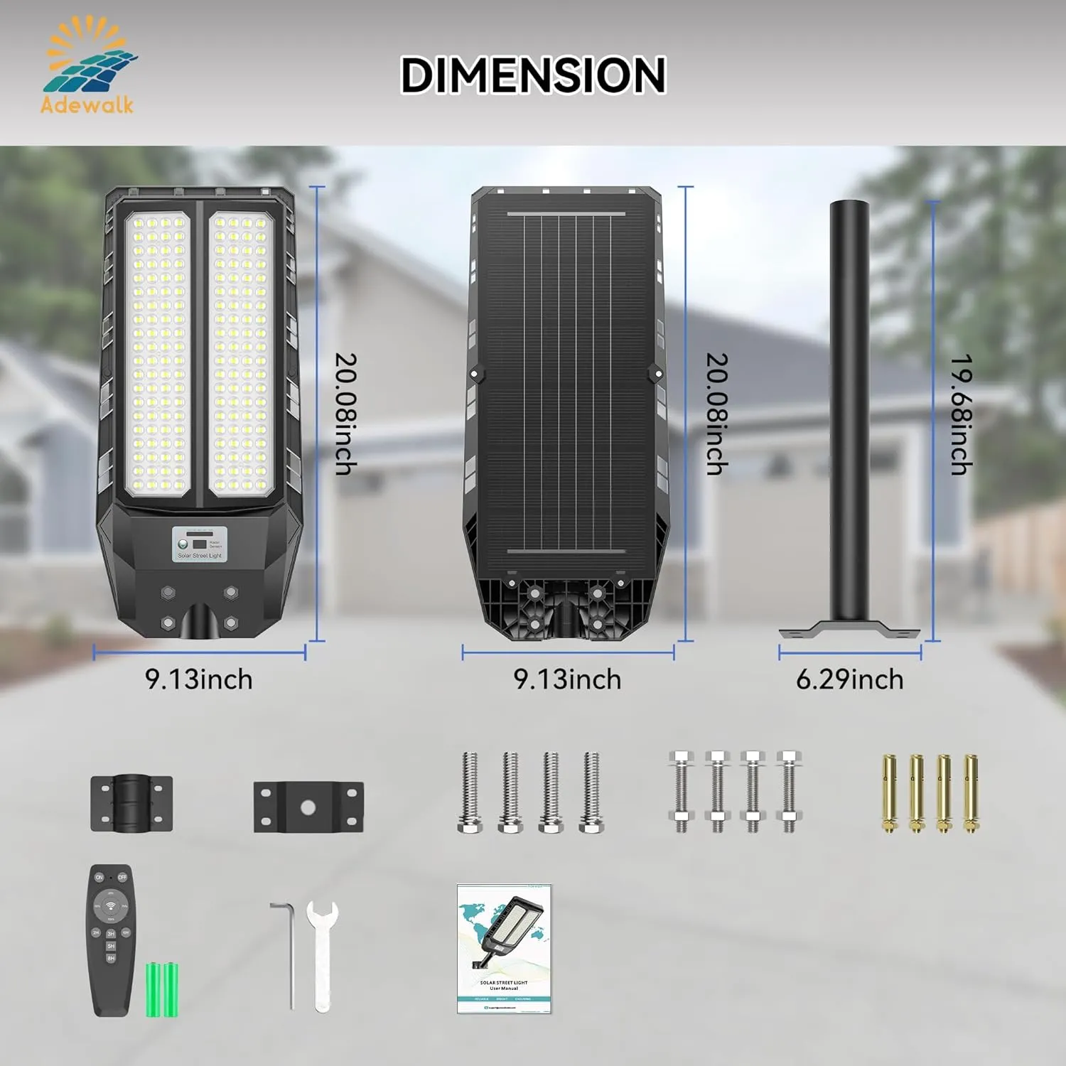6000W Solar Lights Outdoor - 7000K Daylight, Large Lamp Beads, Optical Convex Lens, Solar Street Lights Outdoor with Motion Sensor and Remote Control, Dusk to Dawn for Yard, 2 Pack