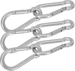 6pcs Stainless Steel Spring Hooks Locking Carabiner Clips Heavy Duty for Chains Ropes Outdoor Camping Climbing