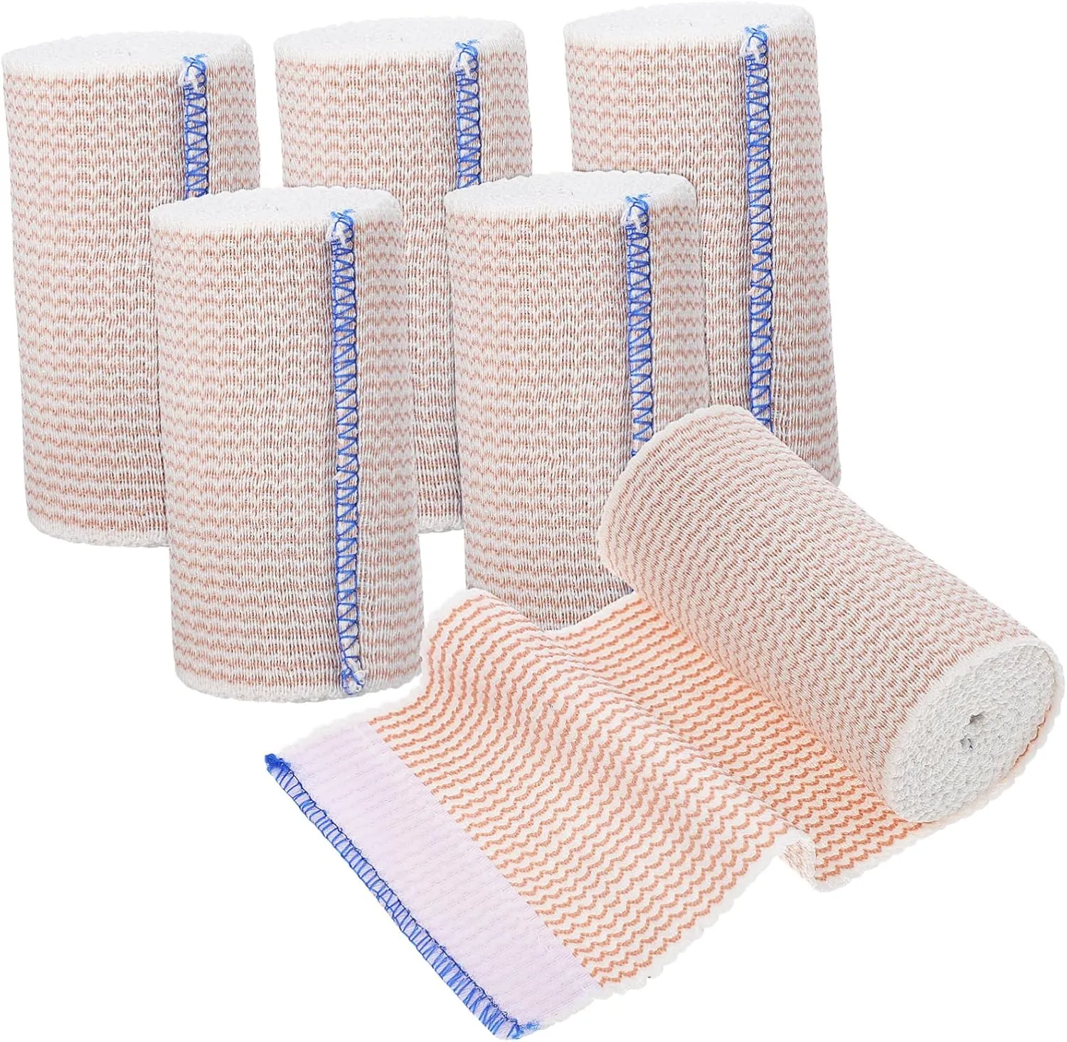 6rolls Elastic Bandage Wraps Stretchable Sports Tape for Ankle Wrist Knee and Shoulder Support Soft Breathable and Portable Stylish Striped Design for First Aid and Athletic Use